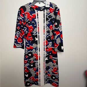Blue/Red/Black Floral Print Dress – Size 6 (NWT)